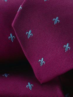 Charles Tyrwhitt Fleur-de-lis Silk Tie, Blackberry Purple - view 2, Blackberry Purple