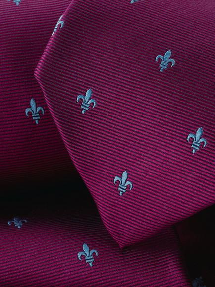 Charles Tyrwhitt Fleur-de-lis Silk Tie, Blackberry Purple - view 2, Blackberry Purple