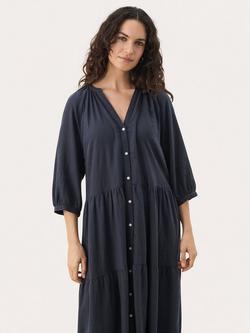 Part Two Nataliya Tiered Linen Blend Shirt Maxi Dress containing LENZING™ ECOVERO™ Viscose, After Midnight, After Midnight