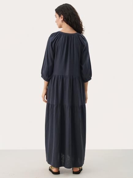 Part Two Nataliya Tiered Linen Blend Shirt Maxi Dress containing LENZING™ ECOVERO™ Viscose, After Midnight - view 2, After Midnight