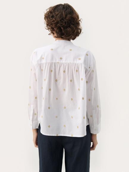 Part Two Natale Embroidered Blouse, Bright White/Gold - view 2, Bright White/Gold