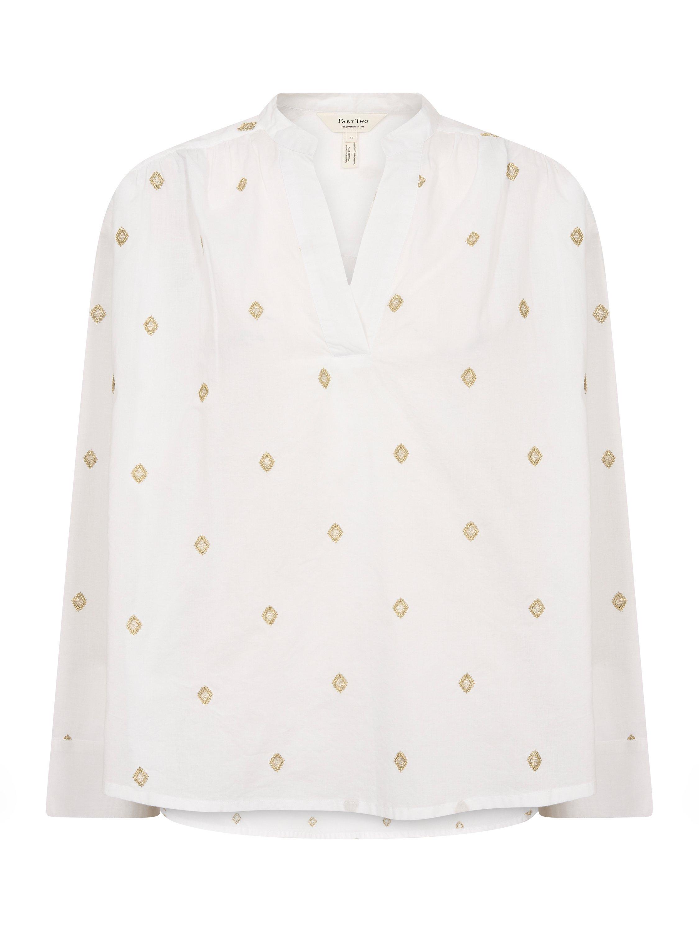 Product image 5 of 6, which shows Part Two Natale Embroidered Blouse, Bright White/Gold, 14