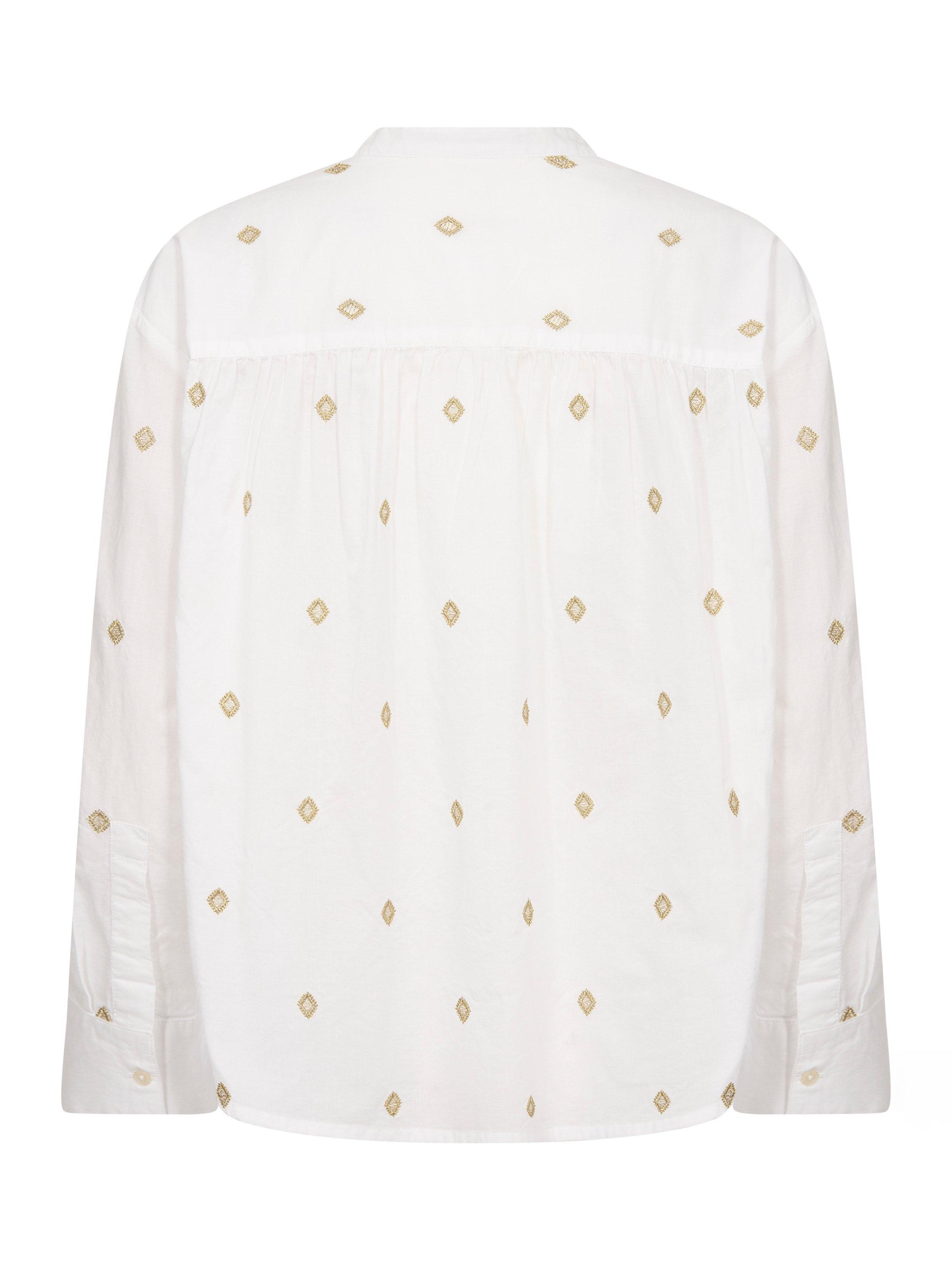 Product image 6 of 6, which shows Part Two Natale Embroidered Blouse, Bright White/Gold, 14