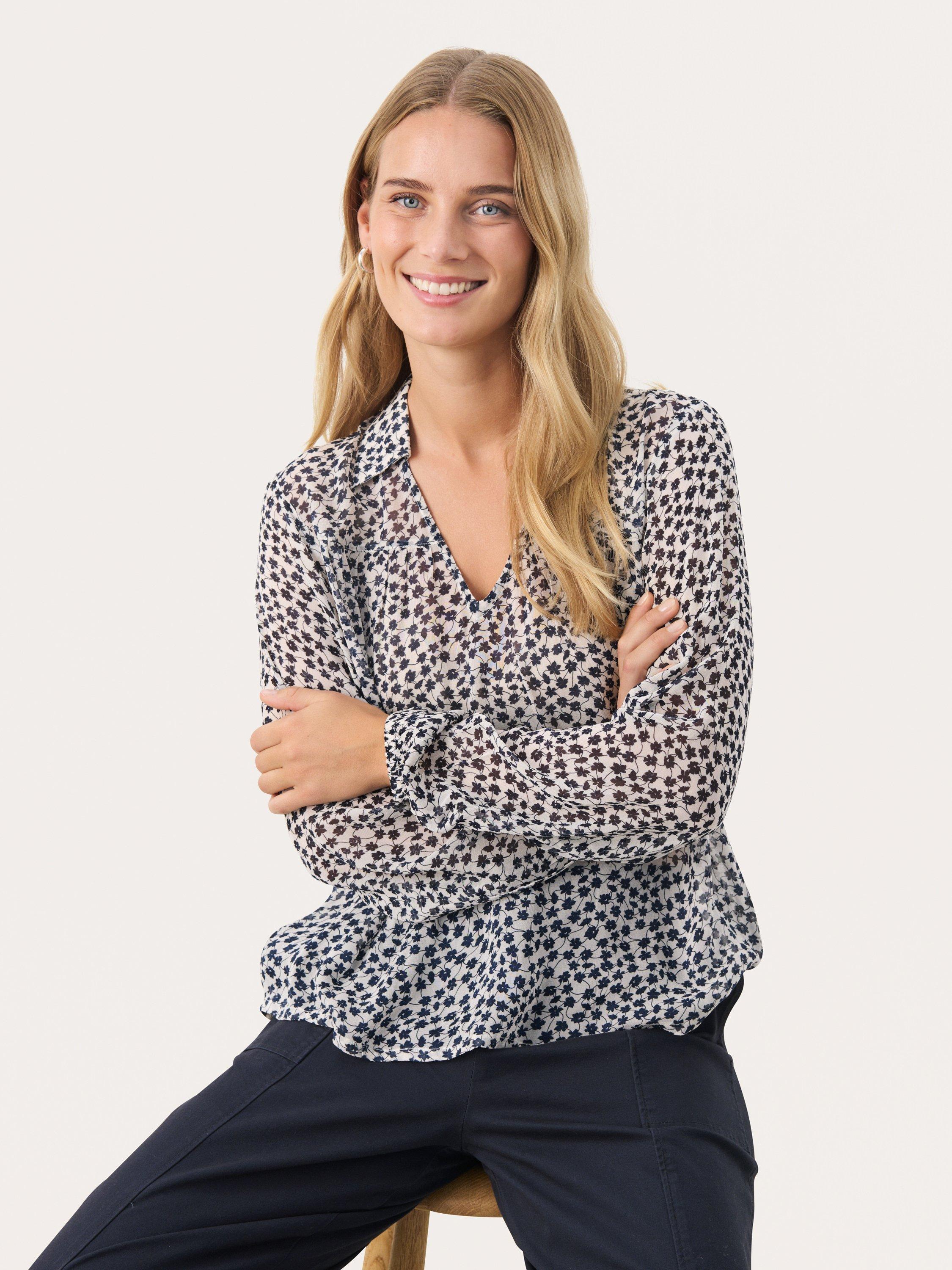 Product image 1 of 6, which shows Part Two Nicholina Floral Top, Navy/Multi, 8