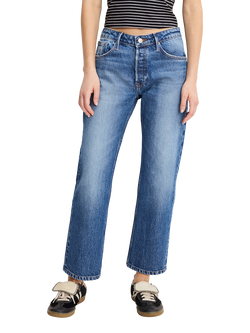 Good American Vintage Mid Rise Straight Jeans, Blue, Blue