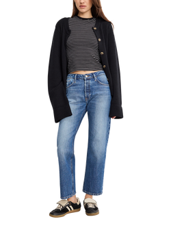 Good American Vintage Mid Rise Straight Jeans, Blue - view 2, Blue