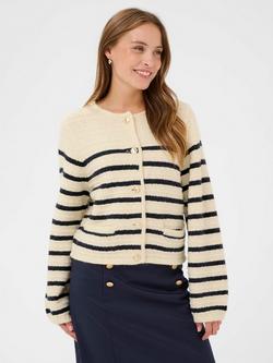 Saint Tropez Olena Textured Stripe Cardigan, Seedpearl, Seedpearl
