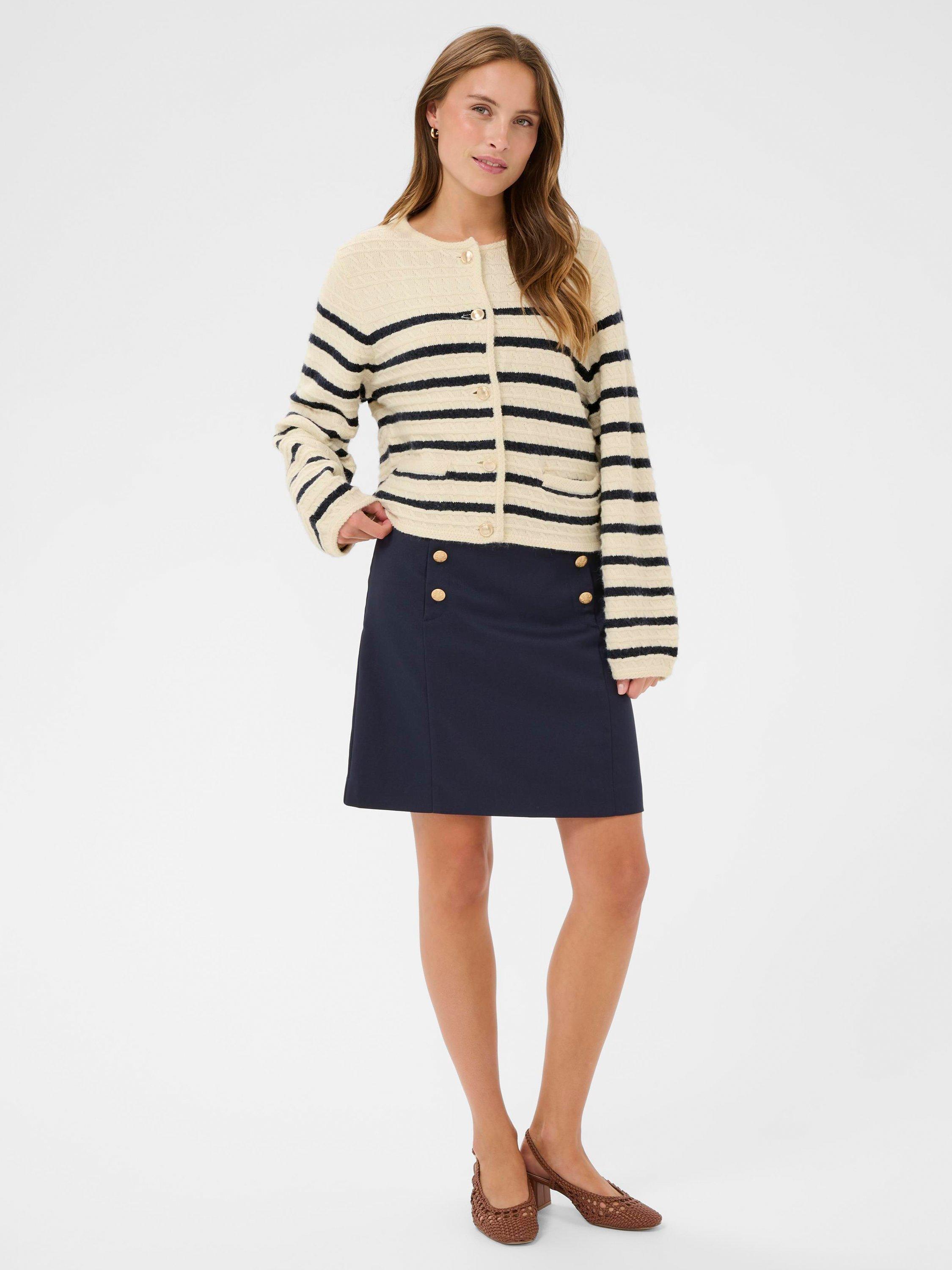 Product image 3 of 6, which shows Saint Tropez Olena Textured Stripe Cardigan, Seedpearl, XS