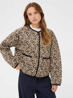 Saint Tropez Ozette Blurry Animal Print Quilted Jacket, Tannin/Multi, Tannin/Multi