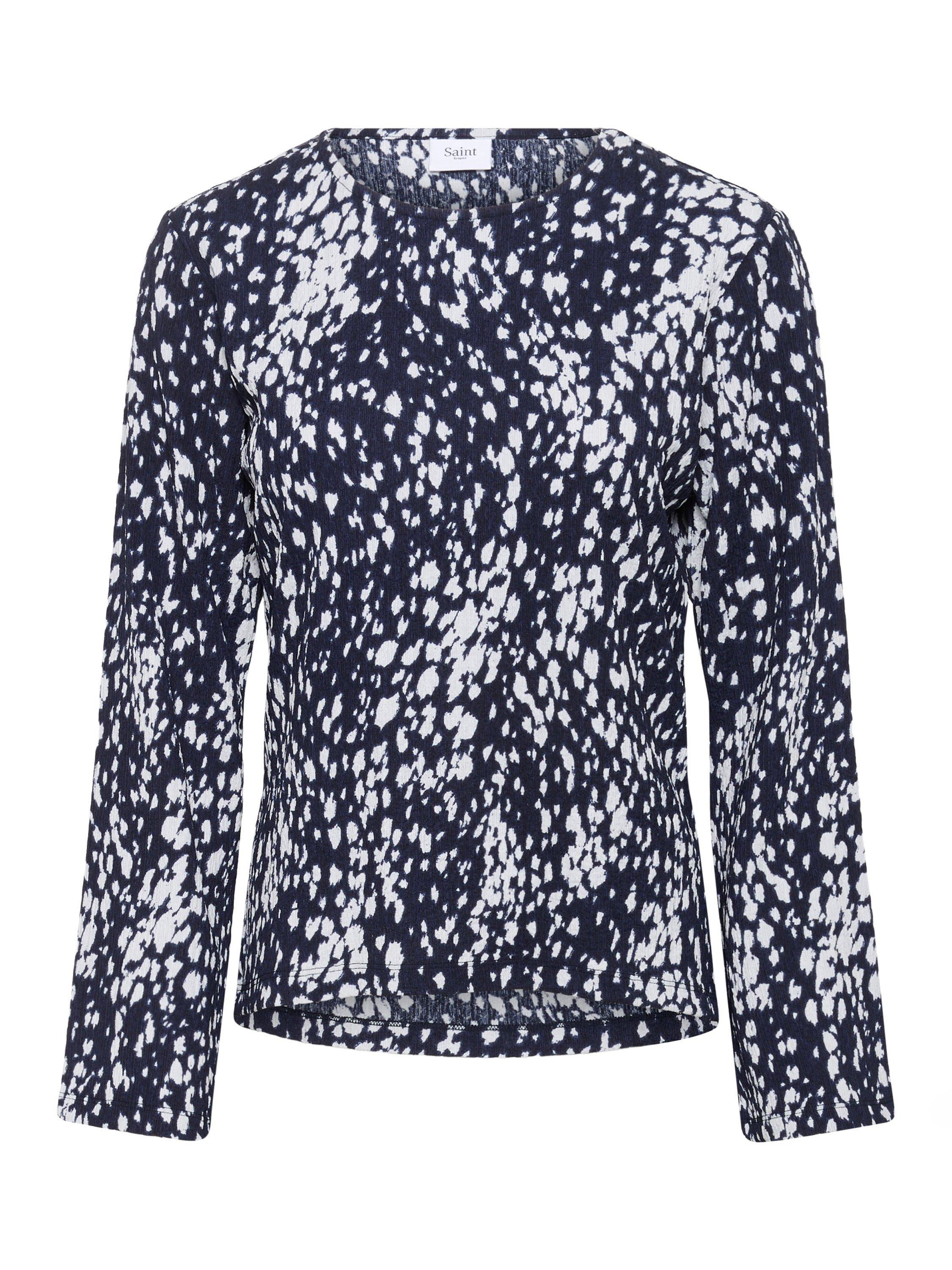 Product image 5 of 6, which shows Saint Tropez Ilyssa Abstract Animal Print Top, Nightsky/Multi, XS
