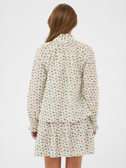 Saint Tropez Omelia Floral Ruffle Shirt, Turtledove/Multi - view 2, Turtledove/Multi