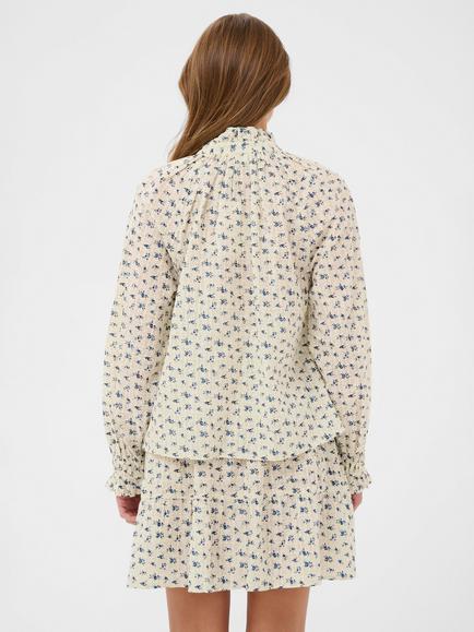 Saint Tropez Omelia Floral Ruffle Shirt, Turtledove/Multi - view 2, Turtledove/Multi
