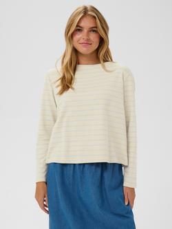 Saint Tropez Osanna Stripe Long Sleeve Top, Turtledove/Blue, Turtledove/Blue