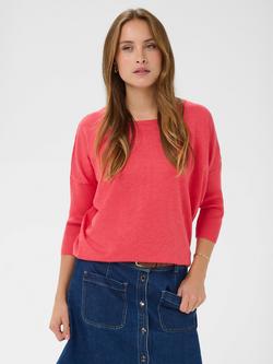 Saint Tropez Mila Round Neck 3/4 Sleeve Jumper, Honeysuckle Melange, Honeysuckle Melange