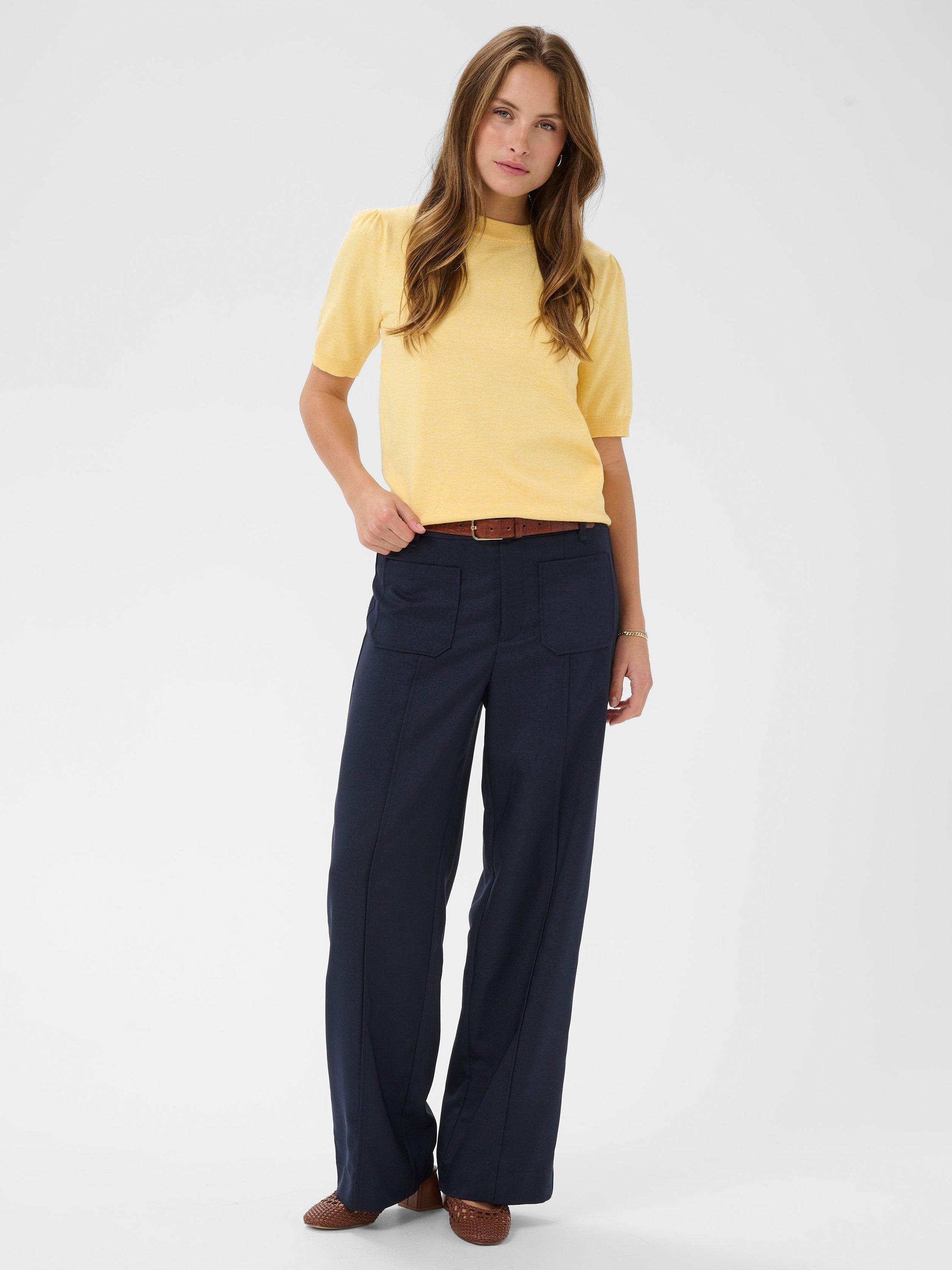 Product image 3 of 6, which shows Saint Tropez Mila Short Sleeve Jumper, Lemon Drop Melange, XS