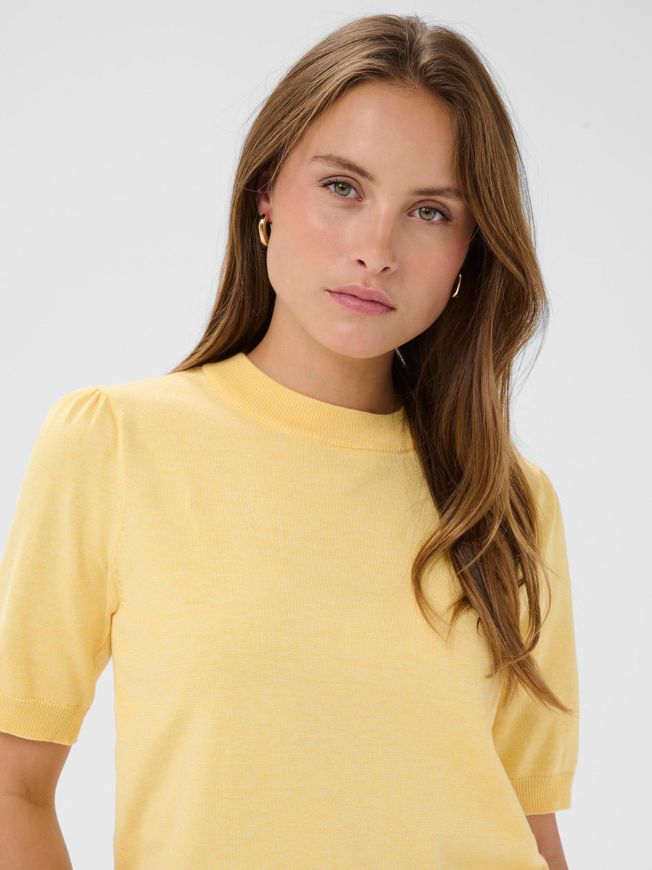 Product image 4 of 6, which shows Saint Tropez Mila Short Sleeve Jumper, Lemon Drop Melange, XS