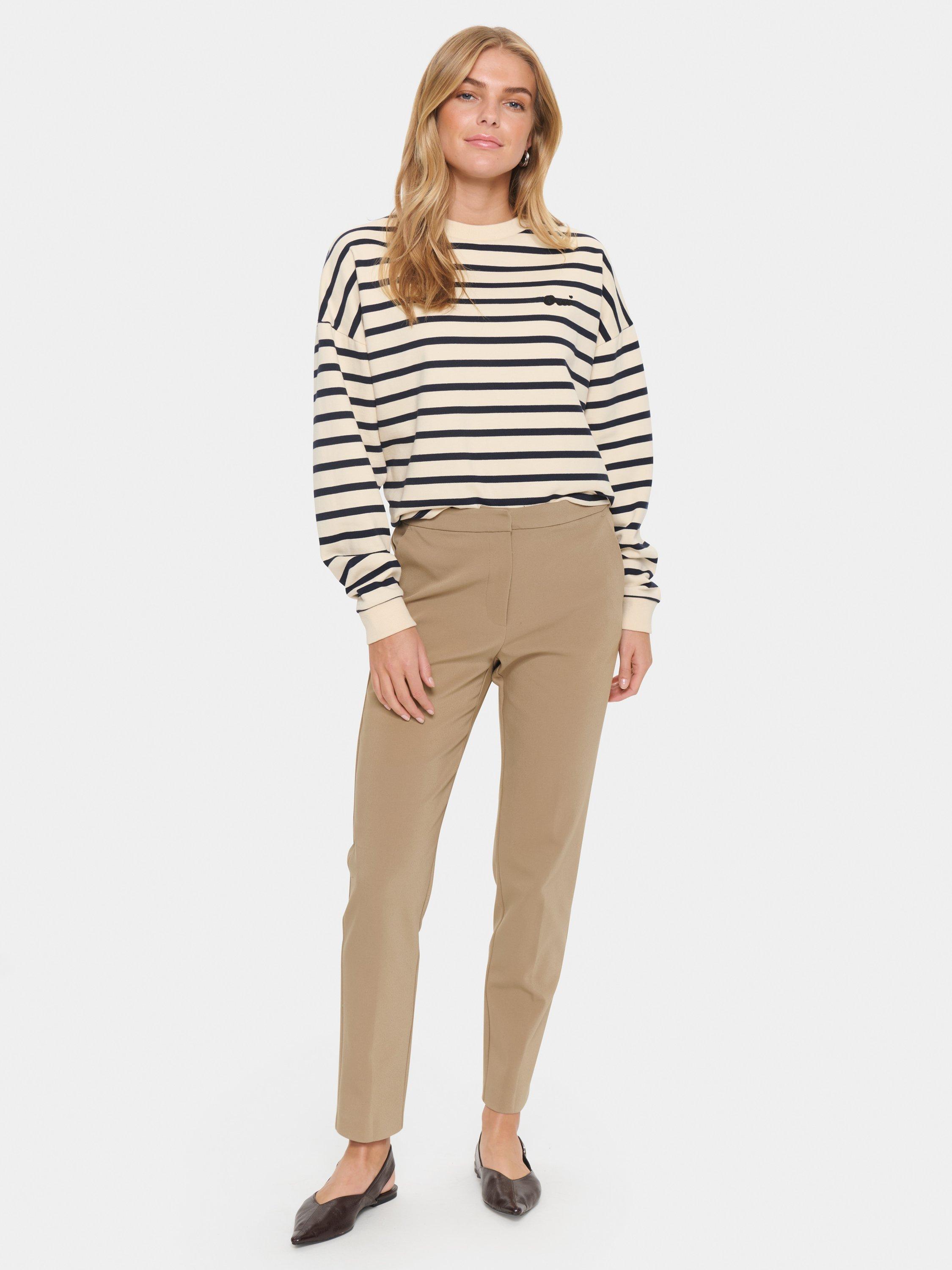 Product image 3 of 6, which shows Saint Tropez Ossa Tailored Trousers, Greige, XS
