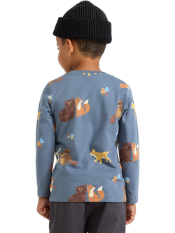 Lindex Kids' Cotton Forest Animal Long Sleeve Top - view 2, Dark Dusty Blue