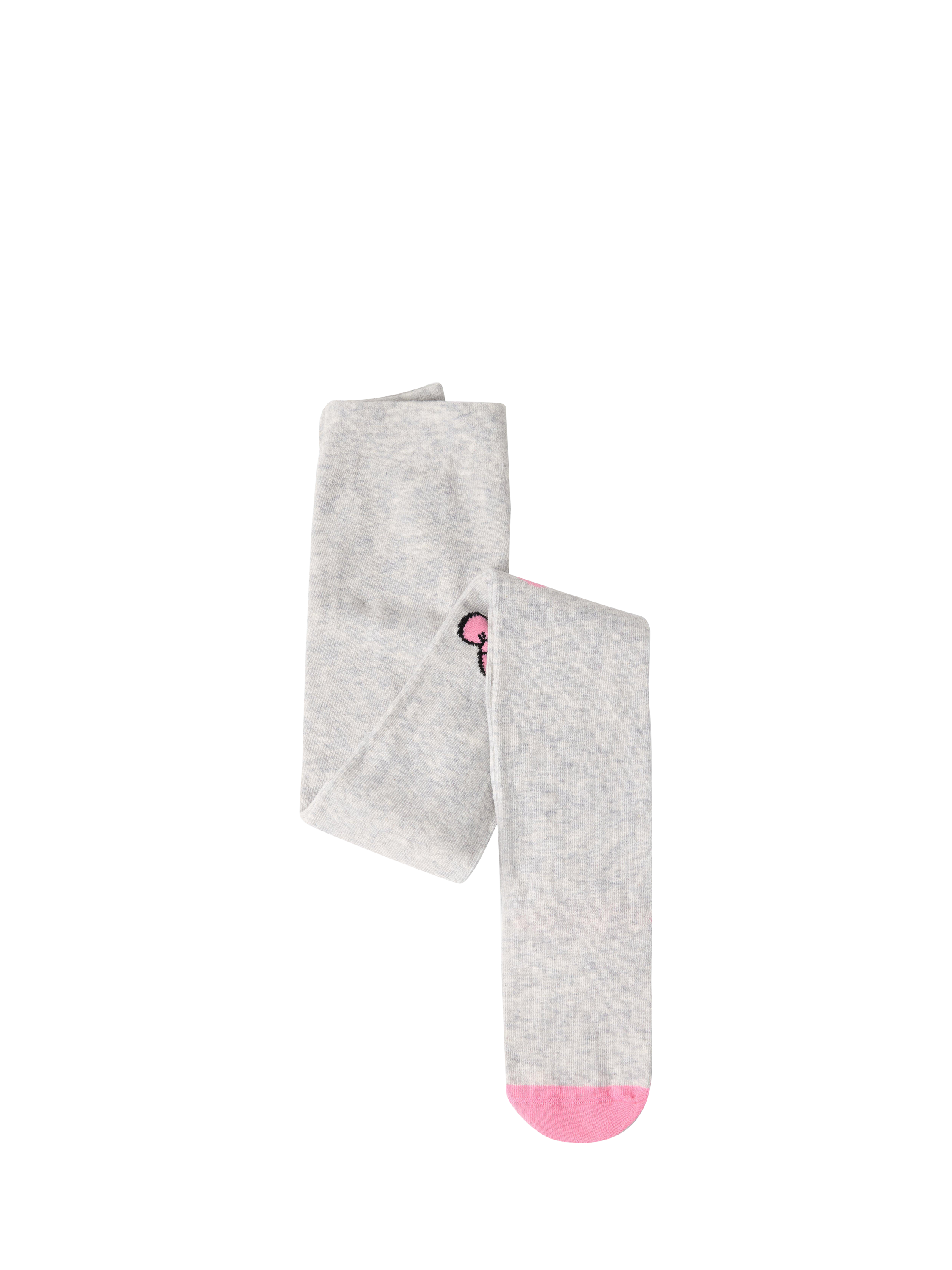 Product image 1 of 3, which shows Lindex Kids' Cat Tights, Light Grey Melange, 6-8 years