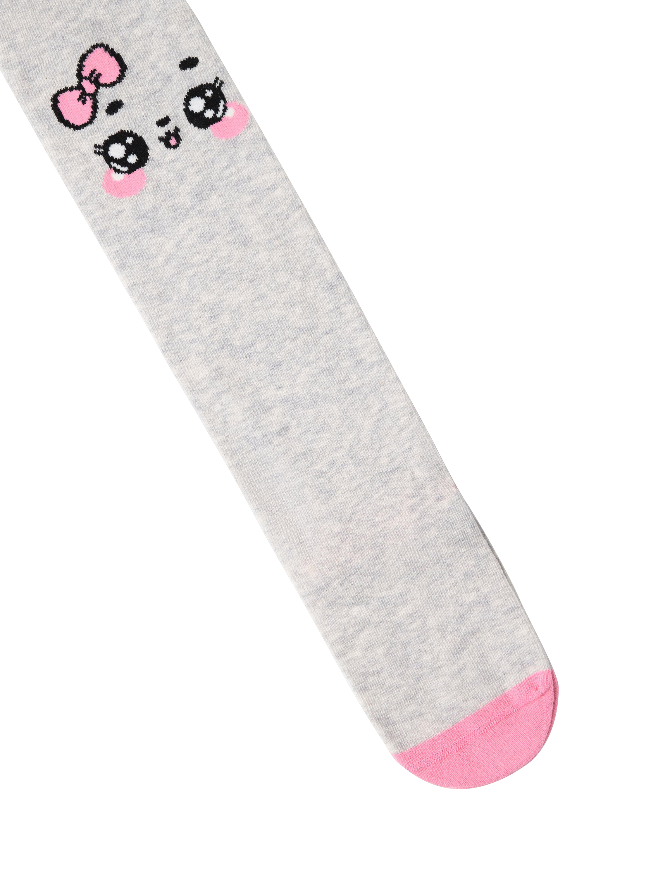 Product image 2 of 3, which shows Lindex Kids' Cat Tights, Light Grey Melange, 6-8 years