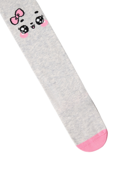 Lindex Kids' Cat Tights, Light Grey Melange - view 2, Light Grey Melange