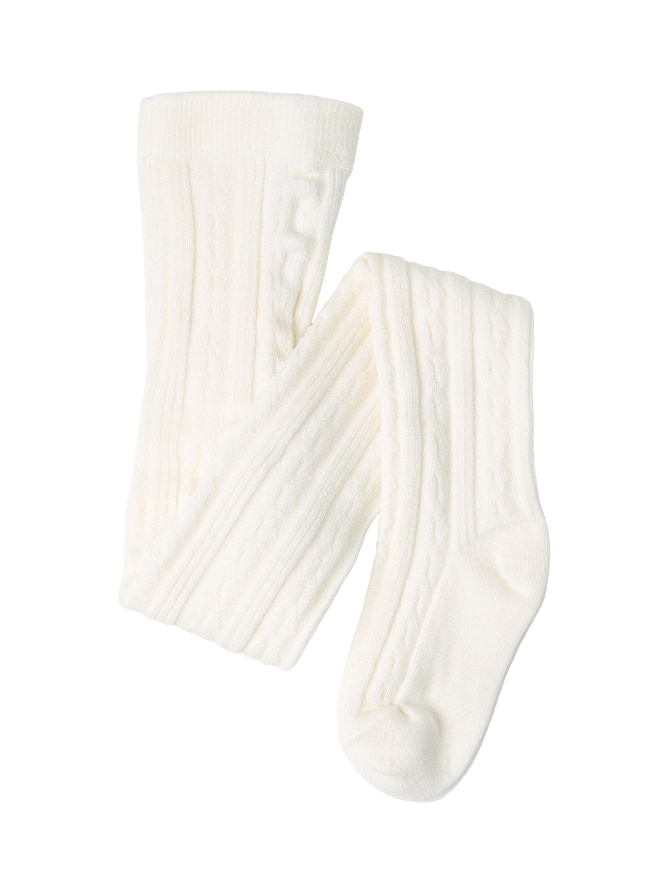 Product image 1 of 3, which shows Lindex Kids' Cable Knit Tights, Winter White, 18-24 months