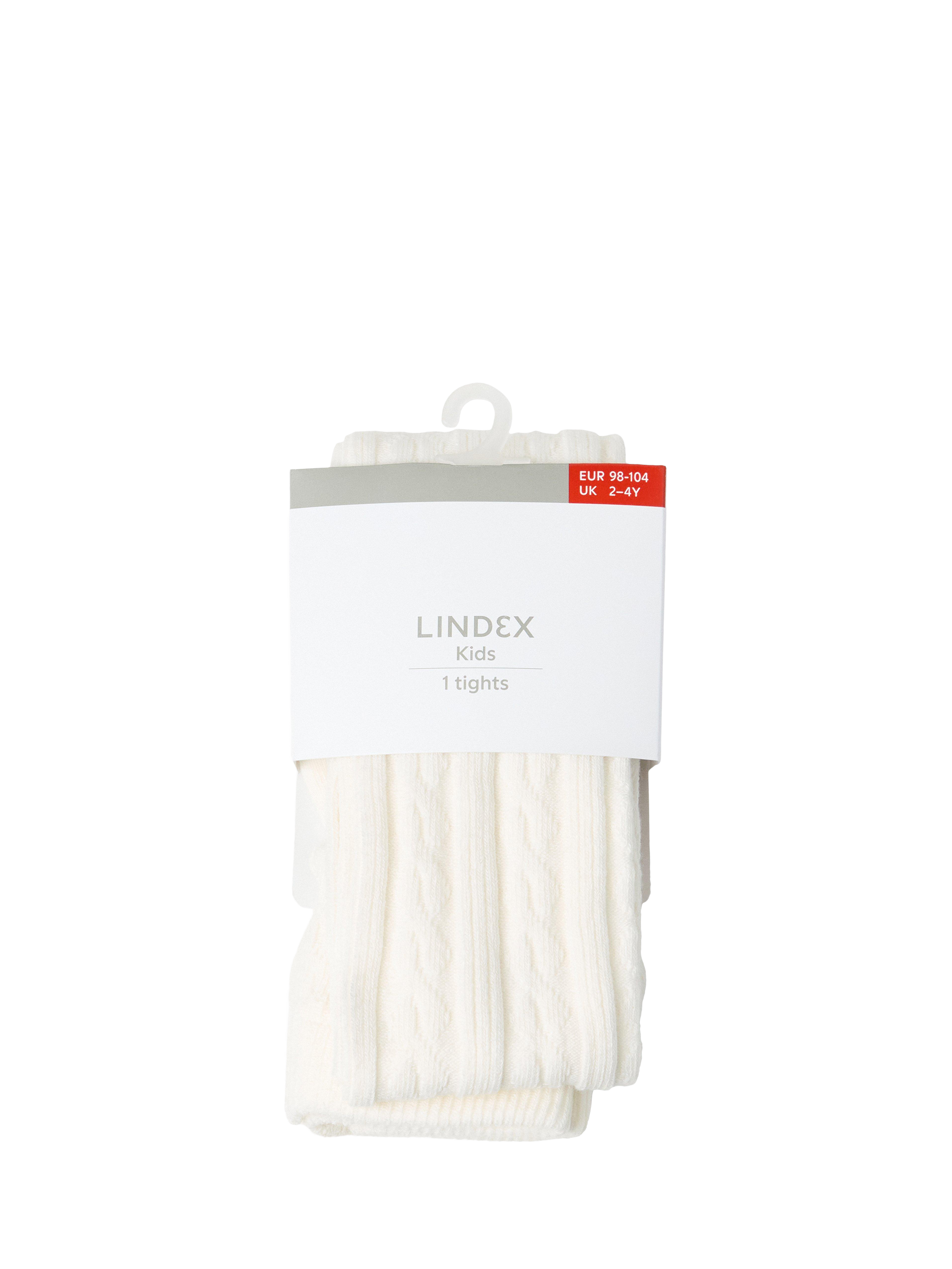 Product image 2 of 3, which shows Lindex Kids' Cable Knit Tights, Winter White, 18-24 months