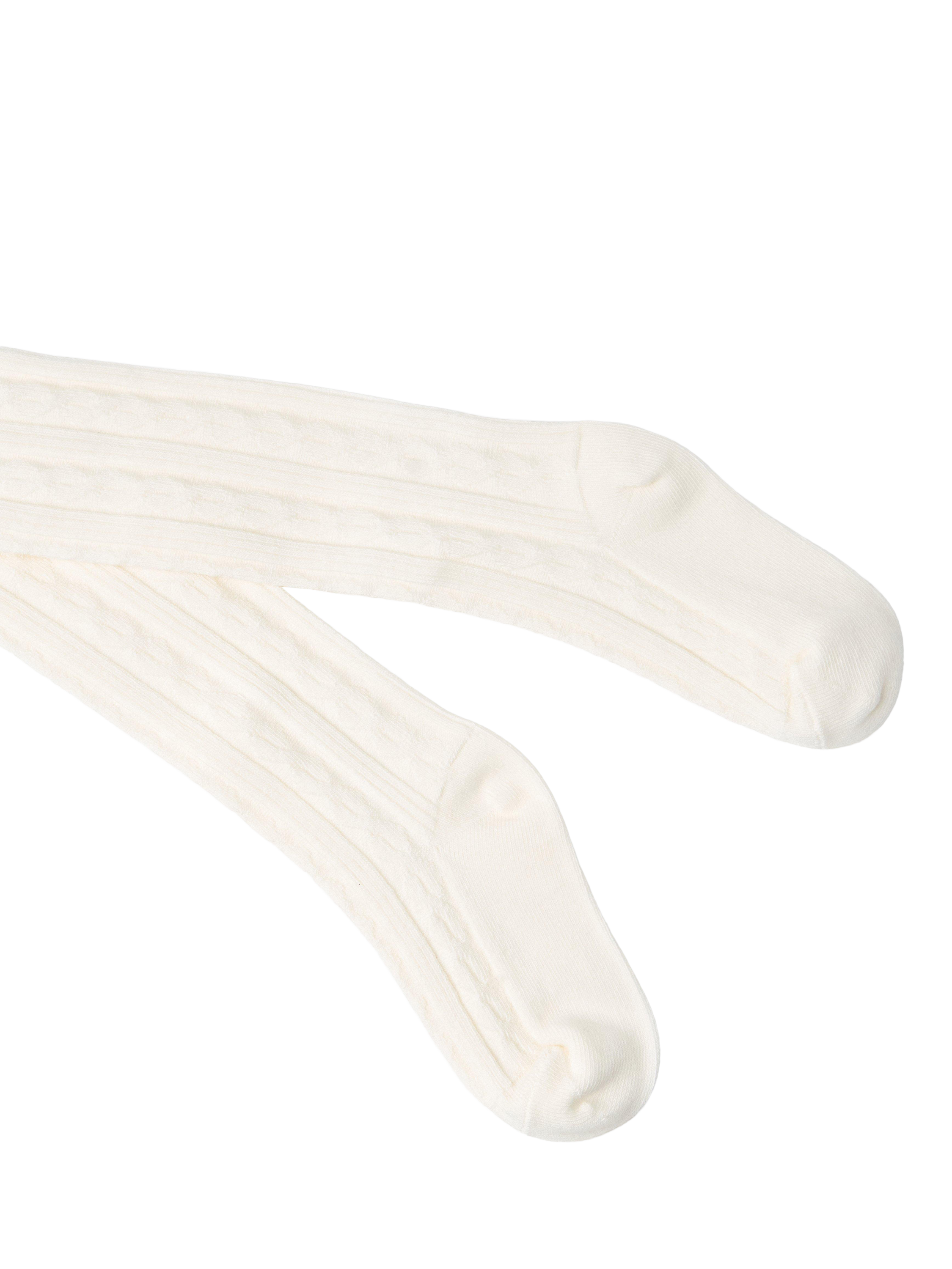 Product image 3 of 3, which shows Lindex Kids' Cable Knit Tights, Winter White, 18-24 months