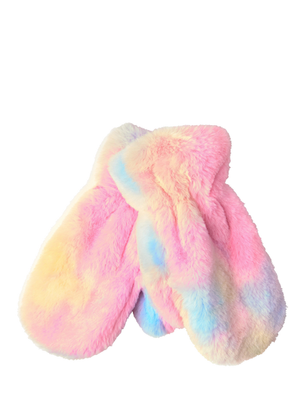 Lindex Kids' Faux Fur Mittens, Light Pink - view 2, Light Pink