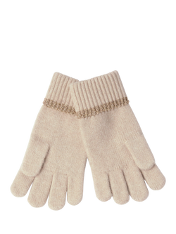 Lindex Kids' Glitter Trim Knitted Gloves, Light Grey, Light Grey