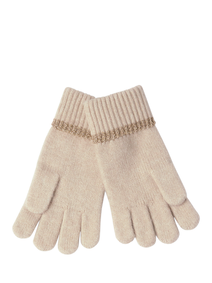 Lindex Kids' Glitter Trim Knitted Gloves, Light Grey, Light Grey