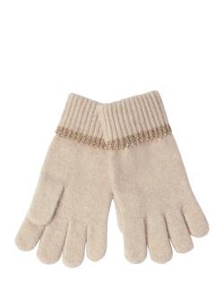 Lindex Kids' Glitter Trim Knitted Gloves, Light Grey - view 2, Light Grey