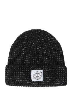 Lindex Kids' Reflective Knit Beanie Hat, Black, Black