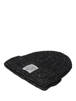Lindex Kids' Reflective Knit Beanie Hat, Black - view 2, Black