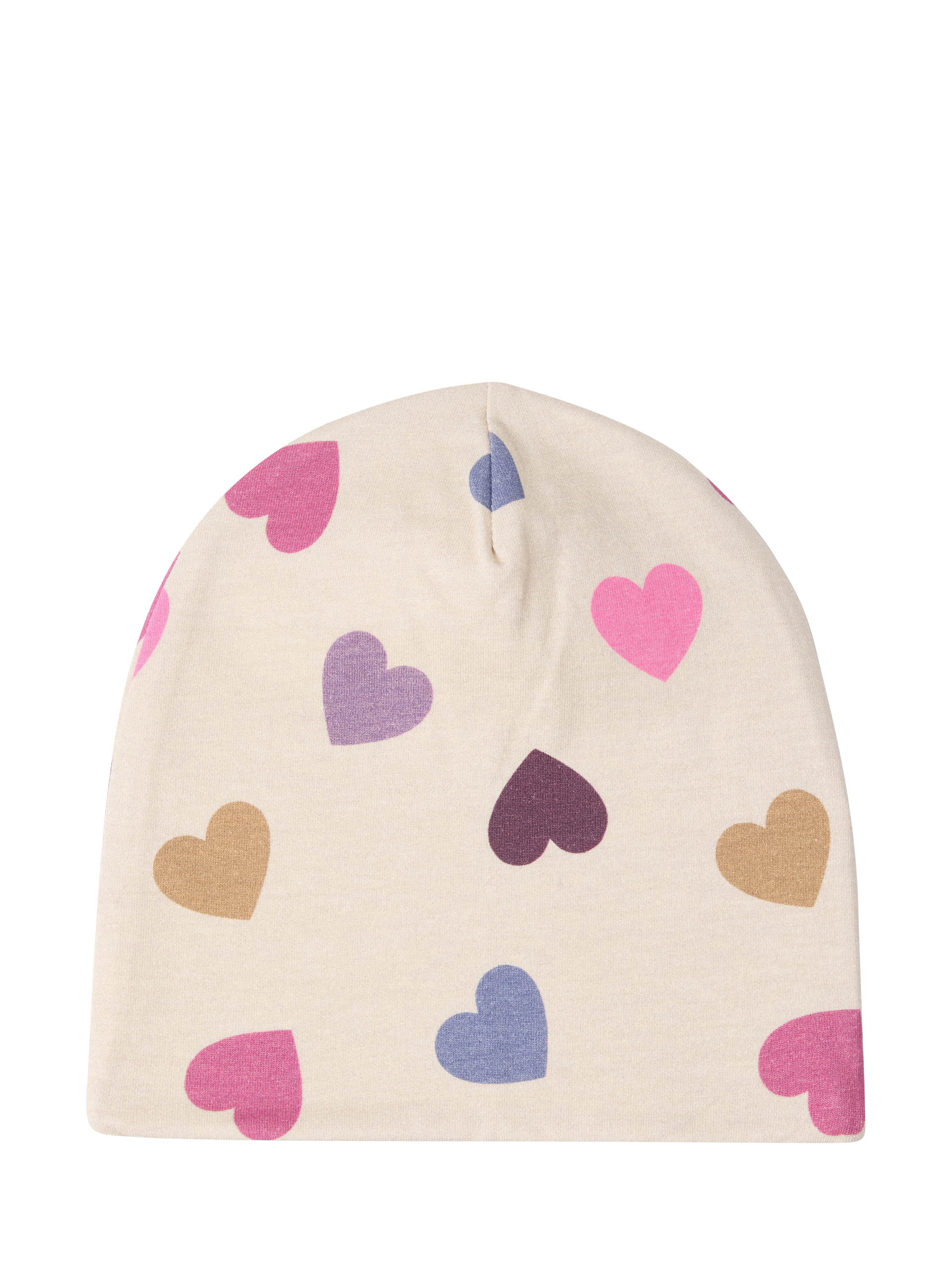 Product image 1 of 3, which shows Lindex Kids' Heart Beanie Hat, Light Beige, 2-4 years