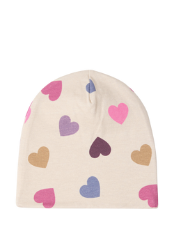 Lindex Kids' Heart Beanie Hat, Light Beige, Light Beige