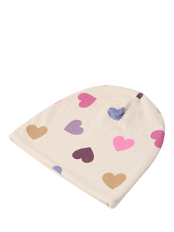 Lindex Kids' Heart Beanie Hat, Light Beige - view 2, Light Beige