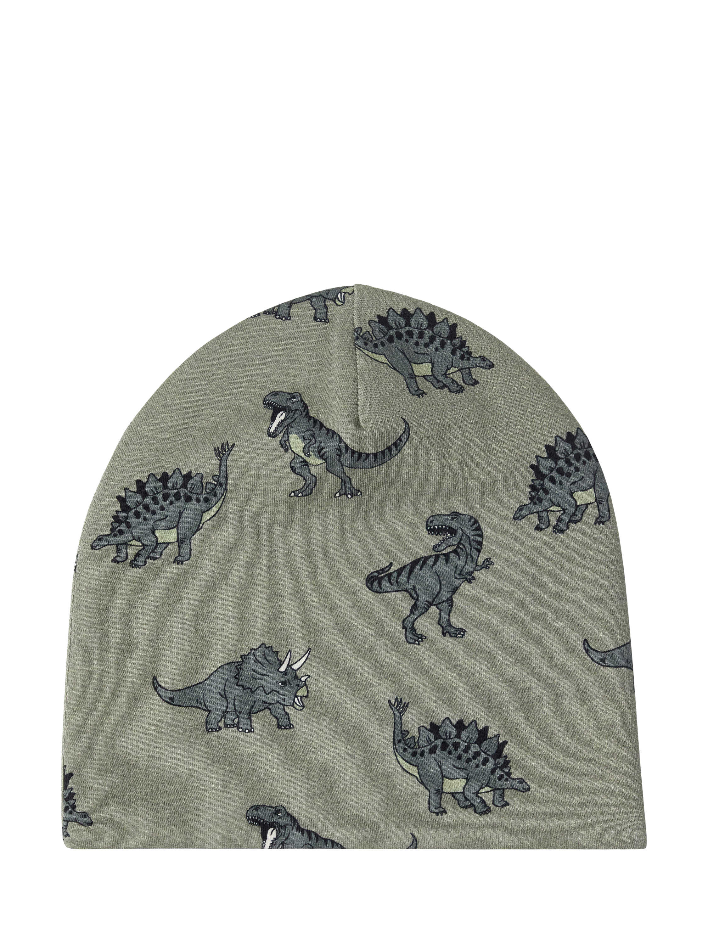 Product image 1 of 3, which shows Lindex Kids' Dinosaur Beanie Hat, Light Dusty Khaki, 5-7 years