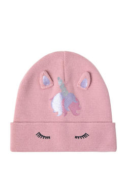 Lindex Kids' Unicorn Beanie Hat, Dusty Pink, Dusty Pink