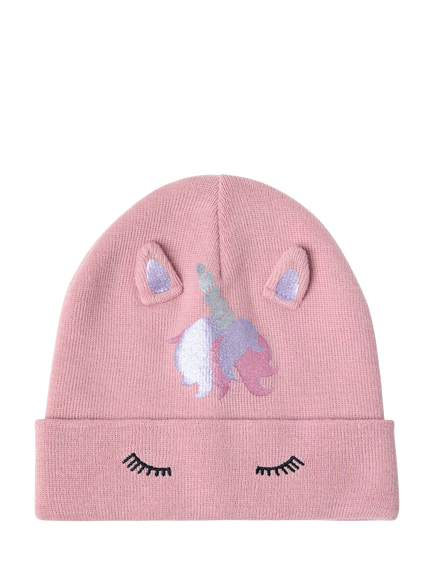 Lindex Kids' Unicorn Beanie Hat, Dusty Pink, Dusty Pink