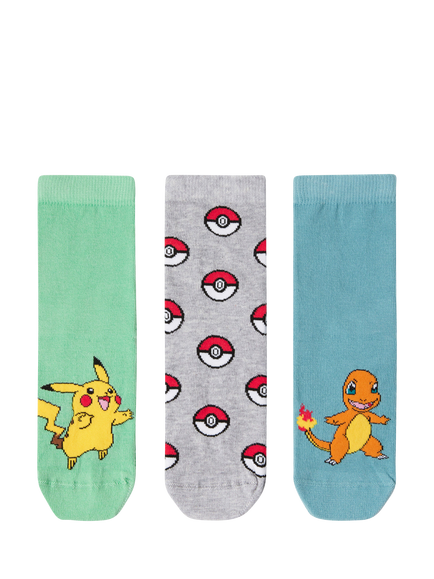 Lindex Kids' Pokemon Socks, Pack of 3, Multi, Multi