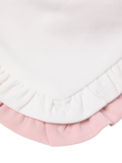 Lindex Baby Cotton Frill Trim Bib, Pack of 2, Light Dusty Pink/White - view 2, Light Dusty Pink/White