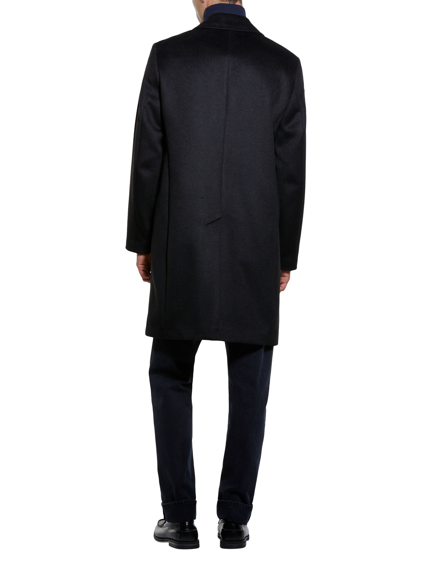 Product image 2 of 3, which shows SISLEY Slim Fit Single-Breasted Wool Overcoat, Black, 36R