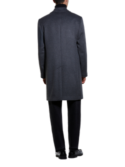 SISLEY Slim Fit Single-Breasted Wool Overcoat - view 2, Dark Grey