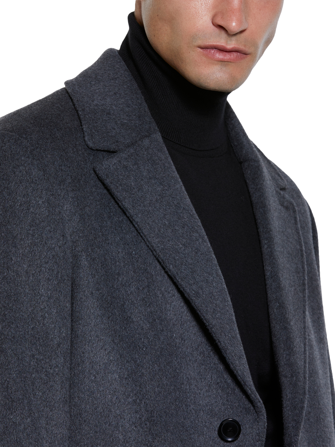 Product image 4 of 4, which shows SISLEY Slim Fit Single-Breasted Wool Overcoat, Dark Grey, 44R