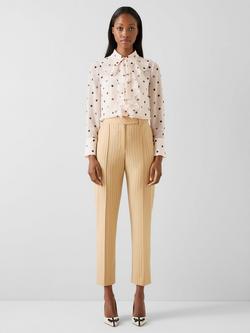 L.K.Bennett Winnie Wool Blend Pinstripe Ankle Trousers, Beige/Navy, Beige/Navy