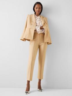 L.K.Bennett Winnie Wool Blend Pinstripe Ankle Trousers, Beige/Navy - view 2, Beige/Navy