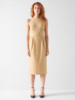 L.K.Bennett Winnie Wool Blend Pinstripe Midi Dress, Beige/Navy, Beige/Navy