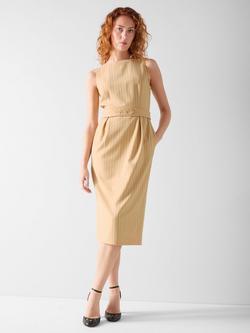 L.K.Bennett Winnie Wool Blend Pinstripe Midi Dress, Beige/Navy - view 2, Beige/Navy