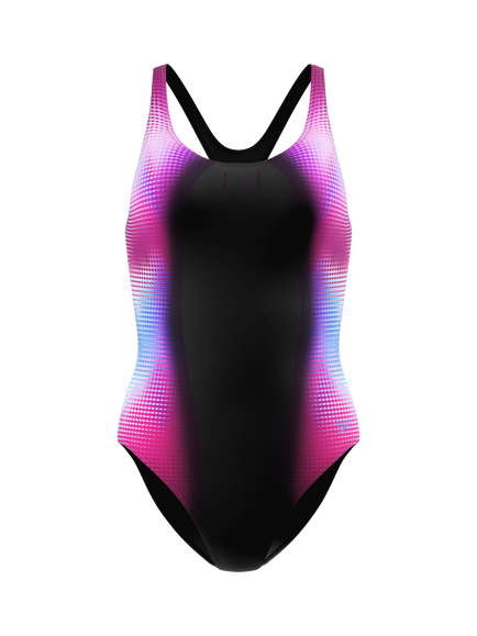 Speedo Print Medalist Swimsuit, Anthracite, Anthracite